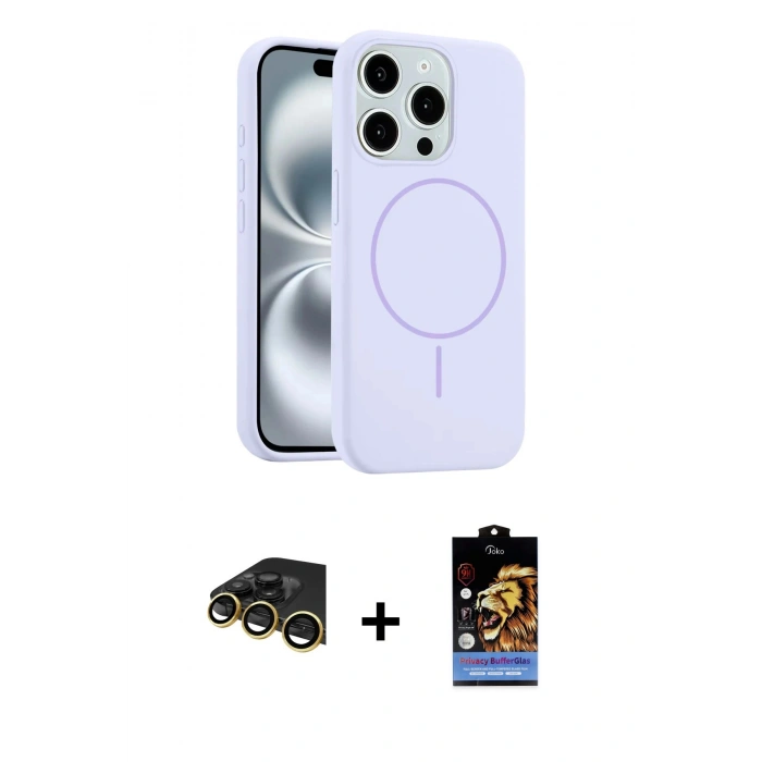 MARSİLYAN™- iPhone 14 Pro Max Kılıf Yankı Form Serisi - Siyah Buffer Hayalet Cam Ekran Koruyucu + Gold Raze Metal Kamera Lens