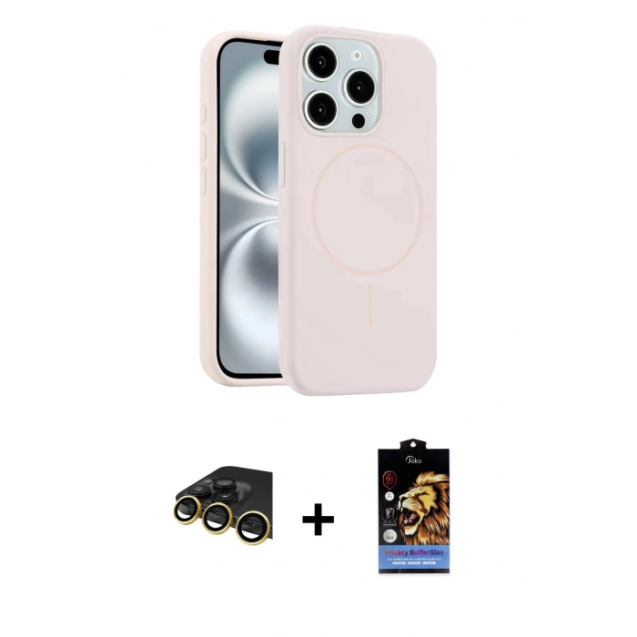 MARSİLYAN™- iPhone 14 Pro Max Kılıf Yankı Form Serisi - Siyah Buffer Hayalet Cam Ekran Koruyucu + Gold Raze Metal Kamera Lens