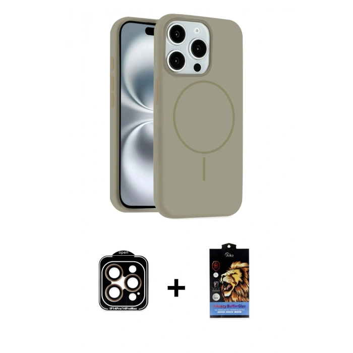 MARSİLYAN™- iPhone 14 Pro Max Kılıf Yankı Form Serisi - Siyah Buffer Hayalet Cam Ekran Koruyucu + PVD Metal Kamera Lens - TU