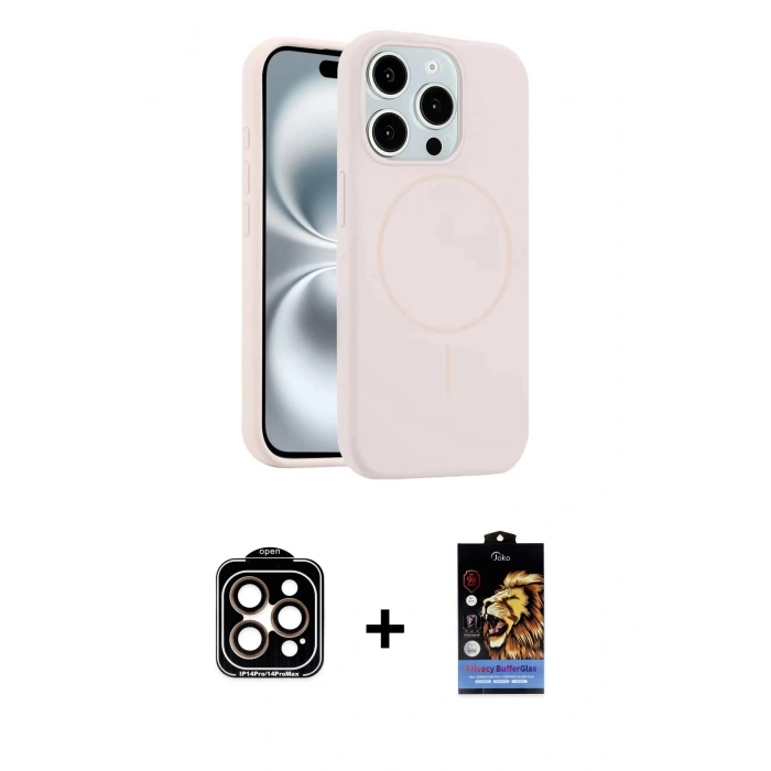 MARSİLYAN™- iPhone 14 Pro Max Kılıf Yankı Form Serisi - Siyah Buffer Hayalet Cam Ekran Koruyucu + PVD Metal Kamera Lens - TU