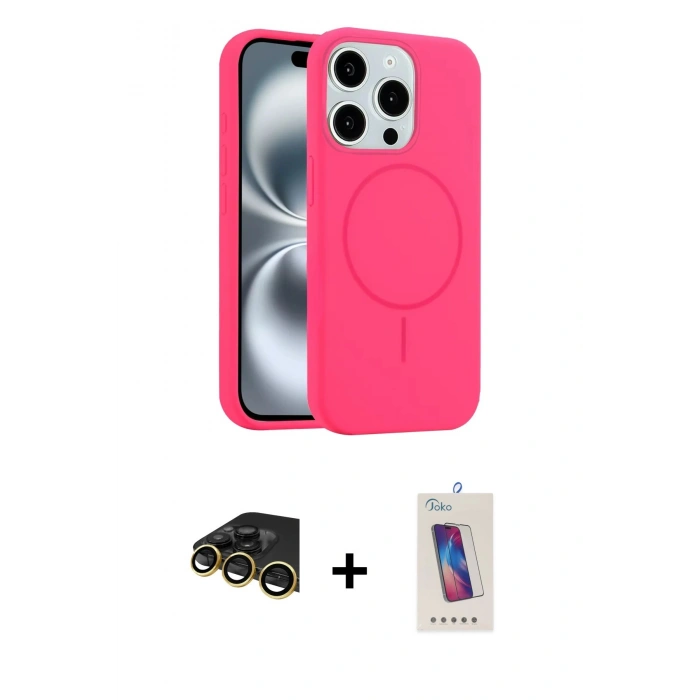MARSİLYAN™- iPhone 14 Pro Max Kılıf Yankı Form Serisi - Siyah Joko 5D Cam + Raze Metal Kamera Lens - GD