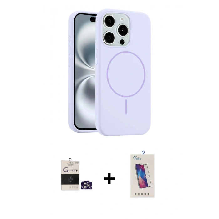 MARSİLYAN™- iPhone 14 Pro Max Kılıf Yankı Form Serisi - Siyah Joko 5D Cam + Gümüş Bilvis Titan Kamera Lens