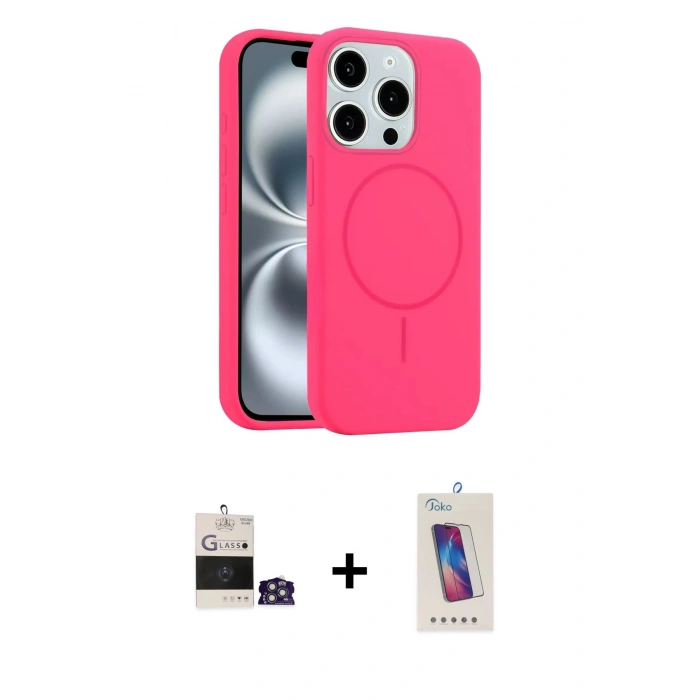 MARSİLYAN™- iPhone 14 Pro Max Kılıf Yankı Form Serisi - Siyah Joko 5D Cam + Gümüş Bilvis Titan Kamera Lens