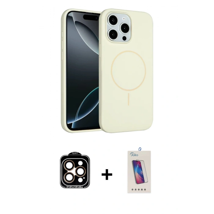 MARSİLYAN™- iPhone 14 Pro Max Kılıf Yankı Form Serisi - Siyah Joko 5D Cam + PVD Metal Kamera Lens - TU