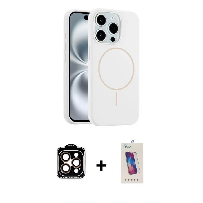 MARSİLYAN™- iPhone 14 Pro Max Kılıf Yankı Form Serisi - Siyah Joko 5D Cam + PVD Metal Kamera Lens - TU