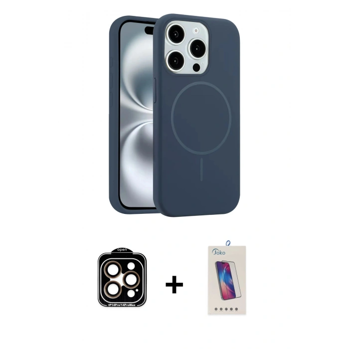 MARSİLYAN™- iPhone 14 Pro Max Kılıf Yankı Form Serisi - Siyah Joko 5D Cam + PVD Metal Kamera Lens - TU