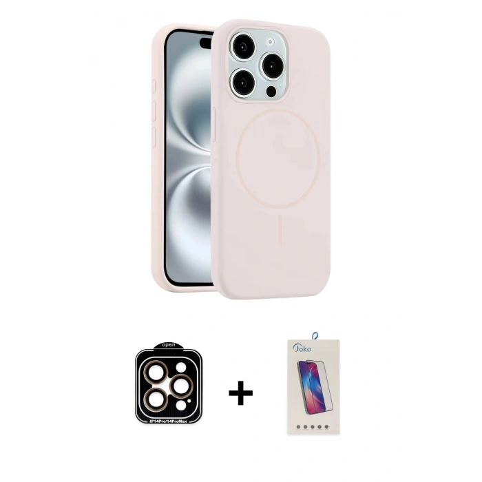 MARSİLYAN™- iPhone 14 Pro Max Kılıf Yankı Form Serisi - Siyah Joko 5D Cam + PVD Metal Kamera Lens - TU