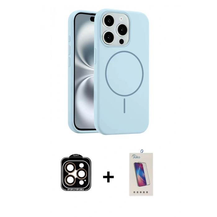 MARSİLYAN™- iPhone 14 Pro Max Kılıf Yankı Form Serisi - Siyah Joko 5D Cam + PVD Metal Kamera Lens - TU