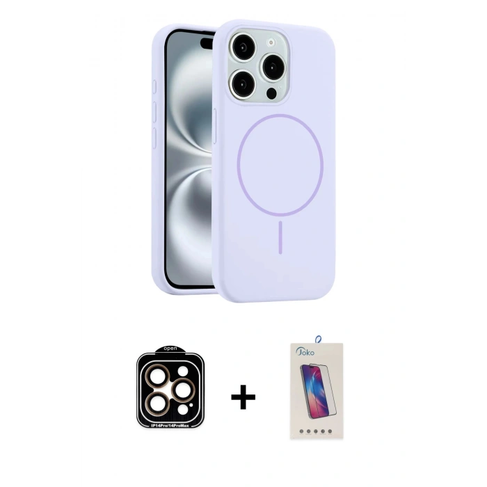 MARSİLYAN™- iPhone 14 Pro Max Kılıf Yankı Form Serisi - Siyah Joko 5D Cam + PVD Metal Kamera Lens - TU