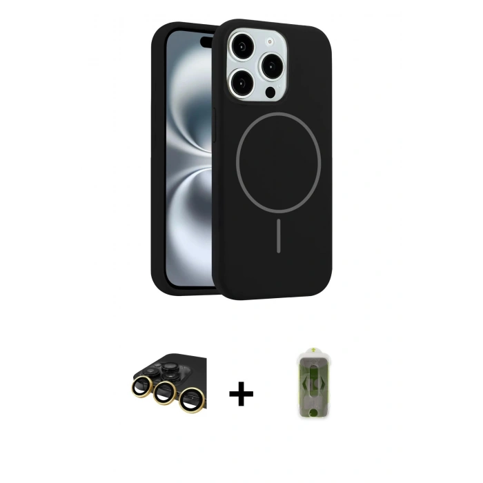 MARSİLYAN™- iPhone 14 Pro Max Kılıf Yankı Form Serisi - Siyah Joko Magic 5D Hayalet Cam + Raze Metal Kamera Lens - GD