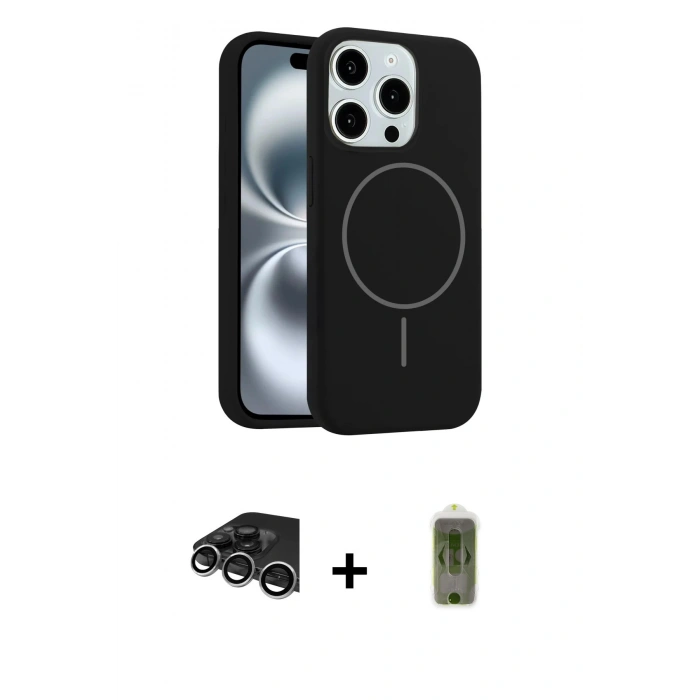 MARSİLYAN™- iPhone 14 Pro Max Kılıf Yankı Form Serisi - Siyah Joko Magic 5D Hayalet Cam + Raze Metal Kamera Lens - GS