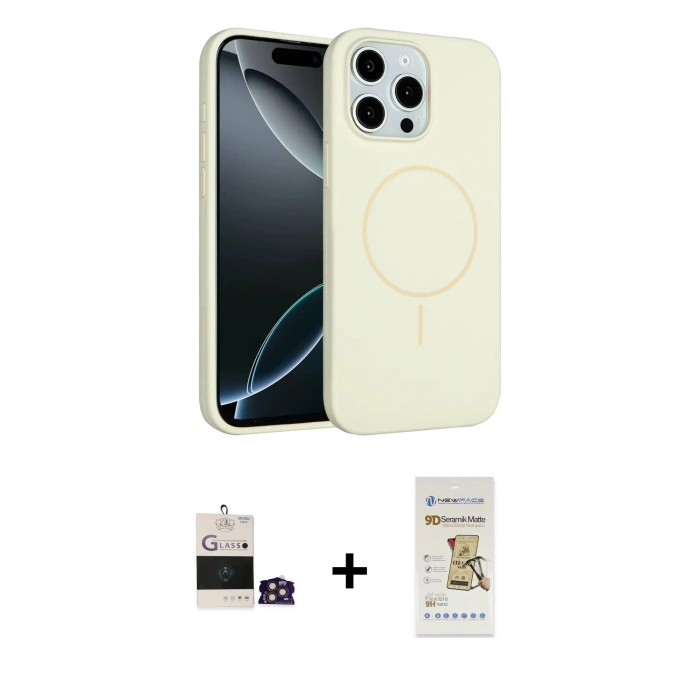 MARSİLYAN™- iPhone 14 Pro Max Kılıf Yankı Form Serisi - Siyah Mat Seramik Nano Ekran Koruyucu + Bilvis Titan Kamera Lens - GD