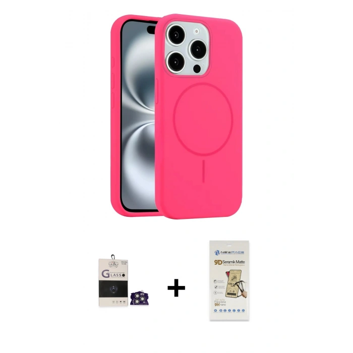 MARSİLYAN™- iPhone 14 Pro Max Kılıf Yankı Form Serisi - Siyah Mat Seramik Nano Ekran Koruyucu + Bilvis Titan Kamera Lens - GS