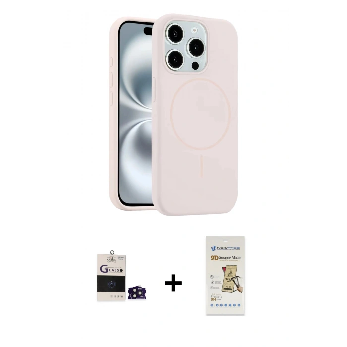 MARSİLYAN™- iPhone 14 Pro Max Kılıf Yankı Form Serisi - Siyah Mat Seramik Nano Ekran Koruyucu + Bilvis Titan Kamera Lens - DNMR