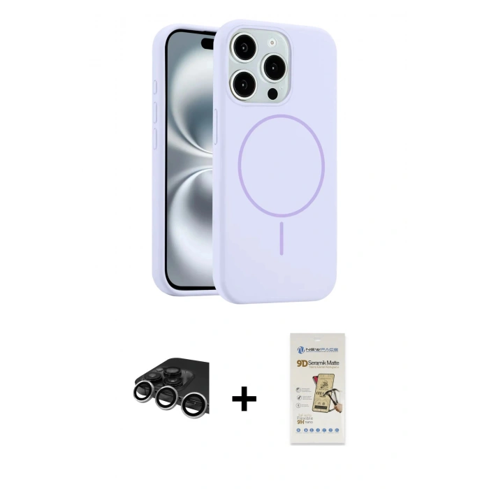 MARSİLYAN™- iPhone 14 Pro Max Kılıf Yankı Form Serisi - Siyah Mat Seramik Nano Ekran Koruyucu + Raze Metal Kamera Lens - GS