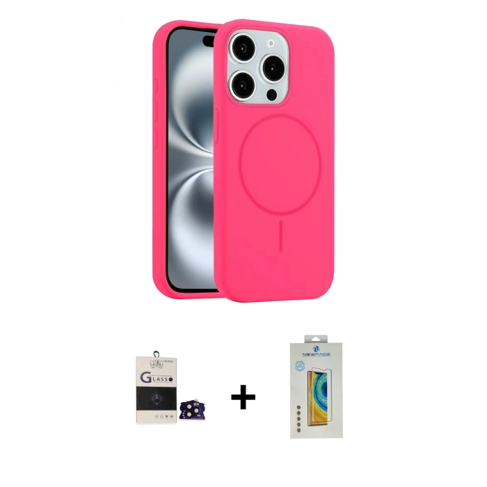 MARSİLYAN™- iPhone 14 Pro Max Kılıf Yankı Form Serisi - Siyah Polymer Nano Ekran Koruyucu + Bilvis Titan Kamera Lens - SH