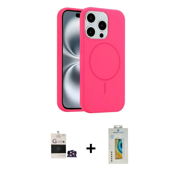 MARSİLYAN™- iPhone 14 Pro Max Kılıf Yankı Form Serisi - Siyah Polymer Nano Ekran Koruyucu + Bilvis Titan Kamera Lens - GD