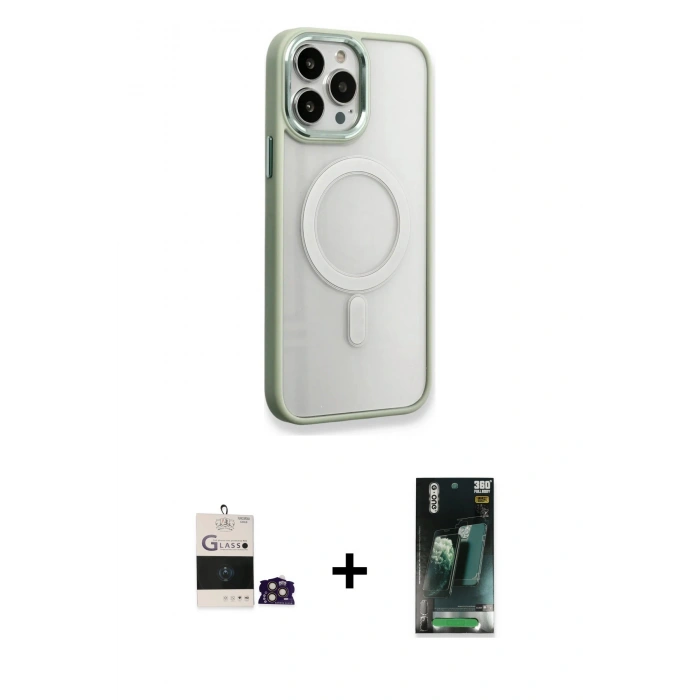 MARSİLYAN™- iPhone 14 Pro Max Kılıf Yankı Işık Özel Seri - Şeffaf 360 Full Body Arka Koruyucu + Bilvis Titan Kamera Lens - GD