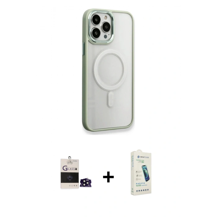 MARSİLYAN™- iPhone 14 Pro Max Kılıf Yankı Işık Özel Seri - Şeffaf Pasifik Cam Ekran Koruyucu + Bilvis Titan Kamera Lens - SH