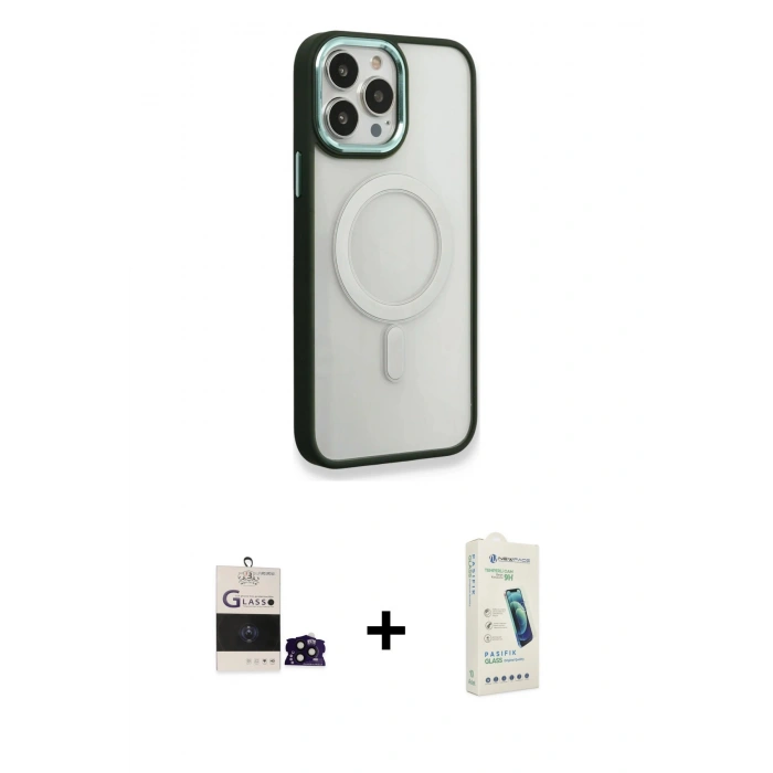 MARSİLYAN™- iPhone 14 Pro Max Kılıf Yankı Işık Özel Seri - Şeffaf Pasifik Cam Ekran Koruyucu + Bilvis Titan Kamera Lens - SH