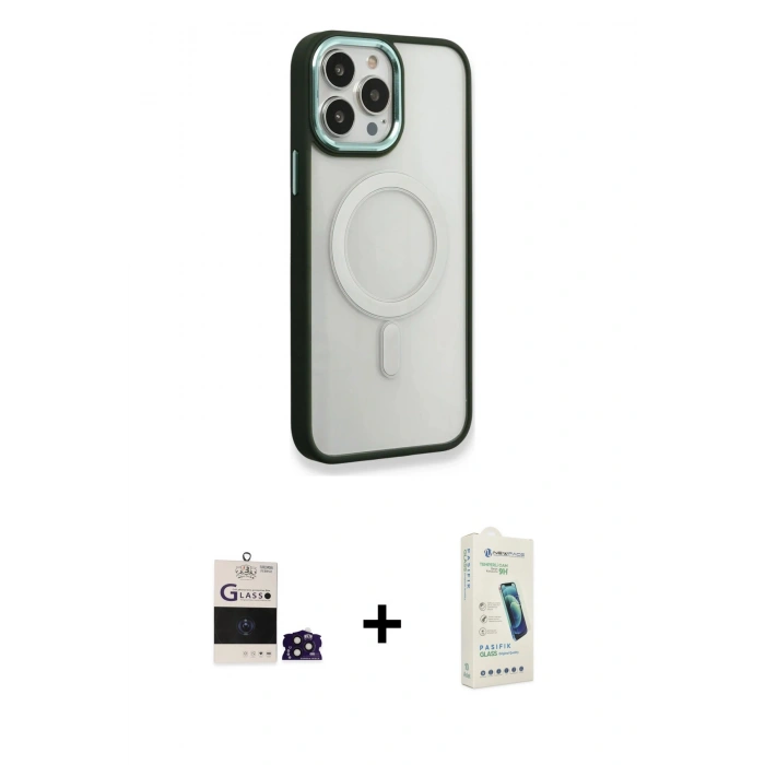 MARSİLYAN™- iPhone 14 Pro Max Kılıf Yankı Işık Özel Seri - Şeffaf Pasifik Cam Ekran Koruyucu + Bilvis Titan Kamera Lens - DNMR