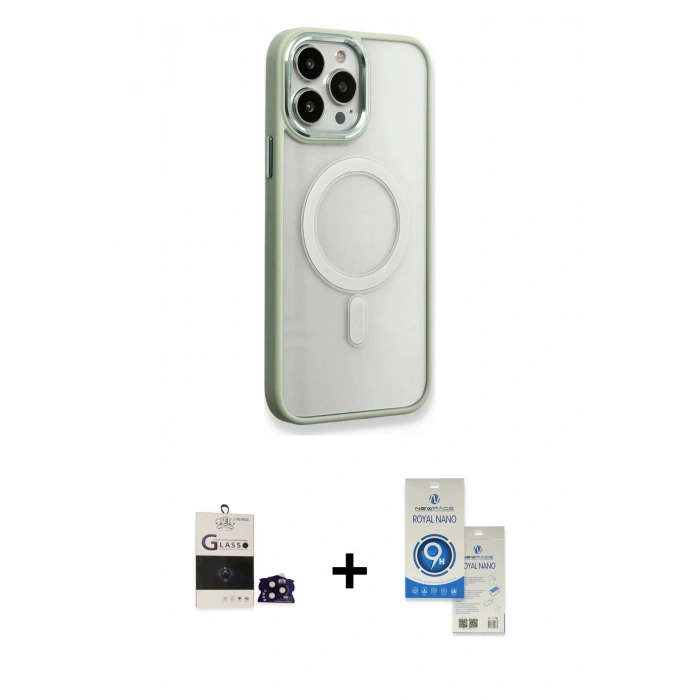 MARSİLYAN™- iPhone 14 Pro Max Kılıf Yankı Işık Özel Seri - Şeffaf Royal Nano Ekran Koruyucu + Bilvis Titan Kamera Lens - SH