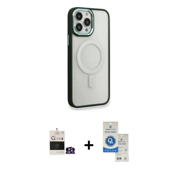MARSİLYAN™- iPhone 14 Pro Max Kılıf Yankı Işık Özel Seri - Şeffaf Royal Nano Ekran Koruyucu + Bilvis Titan Kamera Lens - GS