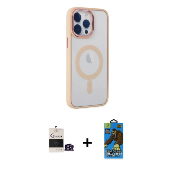 MARSİLYAN™- iPhone 14 Pro Max Kılıf Yankı Işık Özel Seri - Siyah 18D Cam Ekran Koruyucu + Bilvis Titan Kamera Lens - SH
