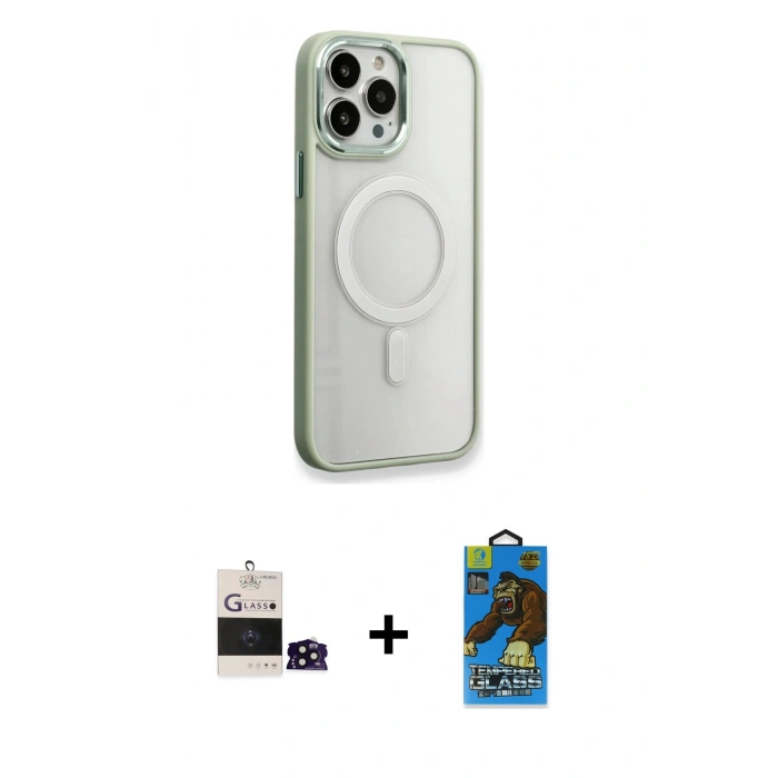 MARSİLYAN™- iPhone 14 Pro Max Kılıf Yankı Işık Özel Seri - Siyah 18D Cam Ekran Koruyucu + Bilvis Titan Kamera Lens - SH