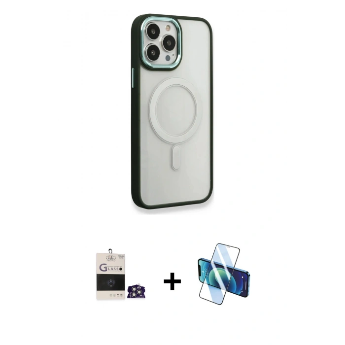 MARSİLYAN™- iPhone 14 Pro Max Kılıf Yankı Işık Özel Seri - Siyah 3D Antistatik Cam Ekran Koruyucu + Bilvis Titan Kamera Lens - GS