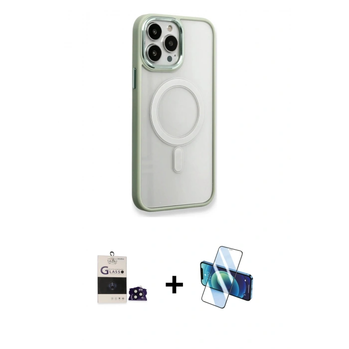MARSİLYAN™- iPhone 14 Pro Max Kılıf Yankı Işık Özel Seri - Siyah 3D Antistatik Cam Ekran Koruyucu + Bilvis Titan Kamera Lens - SH