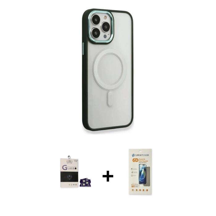 MARSİLYAN™- iPhone 14 Pro Max Kılıf Yankı Işık Özel Seri - Siyah 6D Mat Seramik Hayalet Nano Ekran Koruyucu + Bilvis Titan Kamera Lens - GS