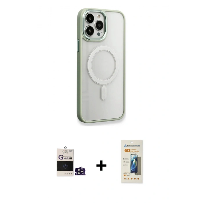 MARSİLYAN™- iPhone 14 Pro Max Kılıf Yankı Işık Özel Seri - Siyah 6D Mat Seramik Hayalet Nano Ekran Koruyucu + Bilvis Titan Kamera Lens - DNMR