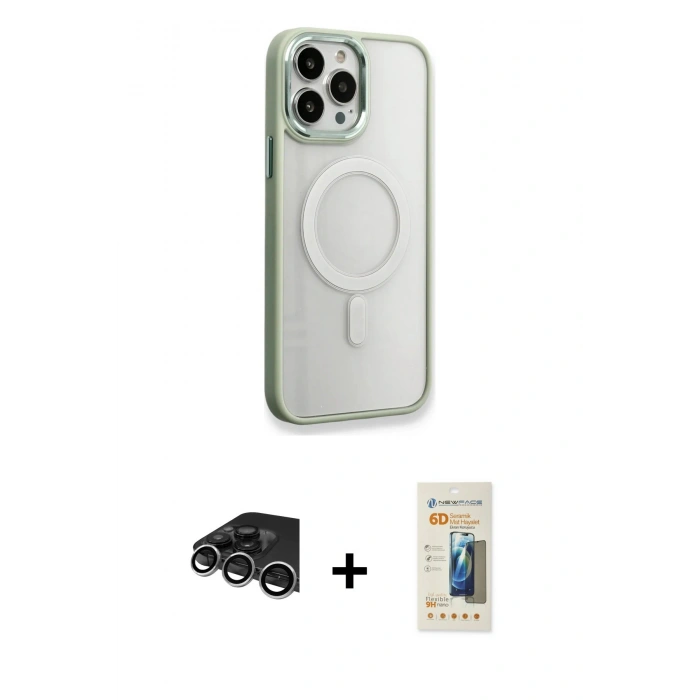 MARSİLYAN™- iPhone 14 Pro Max Kılıf Yankı Işık Özel Seri - Siyah 6D Mat Seramik Hayalet Nano Ekran Koruyucu + Raze Metal Kamera Lens - GS