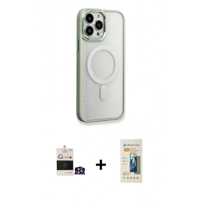 MARSİLYAN™- iPhone 14 Pro Max Kılıf Yankı Işık Özel Seri - Siyah 6D Mat Seramik Hayalet Nano Ekran Koruyucu + Bilvis Titan Kamera Lens - GD