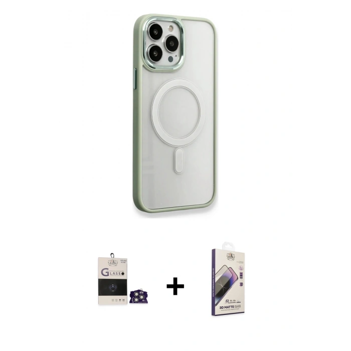 MARSİLYAN™- iPhone 14 Pro Max Kılıf Yankı Işık Özel Seri - Siyah Bilvis 3D Mat Cam Ekran Koruyucu + Bilvis Titan Kamera Lens - GS