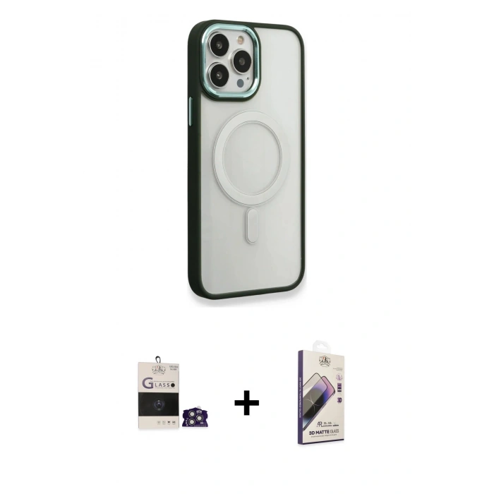 MARSİLYAN™- iPhone 14 Pro Max Kılıf Yankı Işık Özel Seri - Siyah Bilvis 3D Mat Cam Ekran Koruyucu + Bilvis Titan Kamera Lens - GS