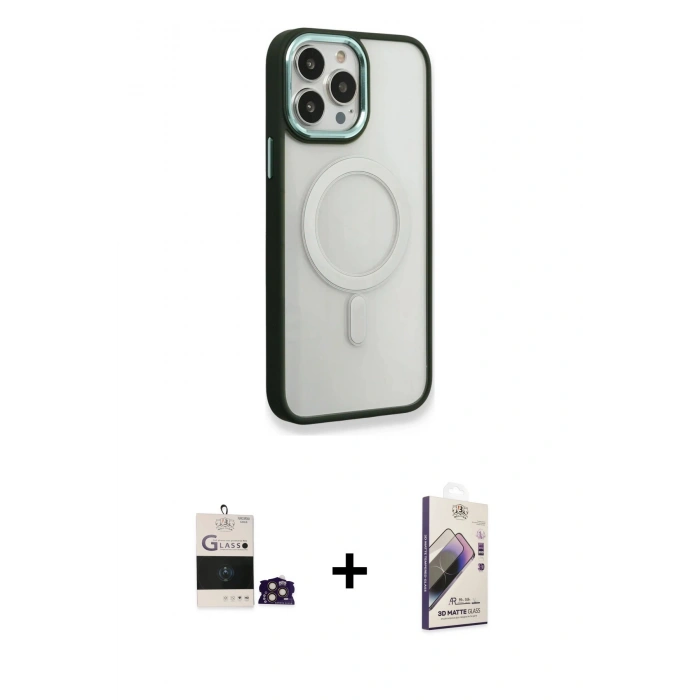 MARSİLYAN™- iPhone 14 Pro Max Kılıf Yankı Işık Özel Seri - Siyah Bilvis 3D Mat Cam Ekran Koruyucu + Bilvis Titan Kamera Lens - GD
