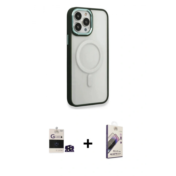 MARSİLYAN™- iPhone 14 Pro Max Kılıf Yankı Işık Özel Seri - Siyah Bilvis 3D Mat Cam Ekran Koruyucu + Bilvis Titan Kamera Lens - DNMR