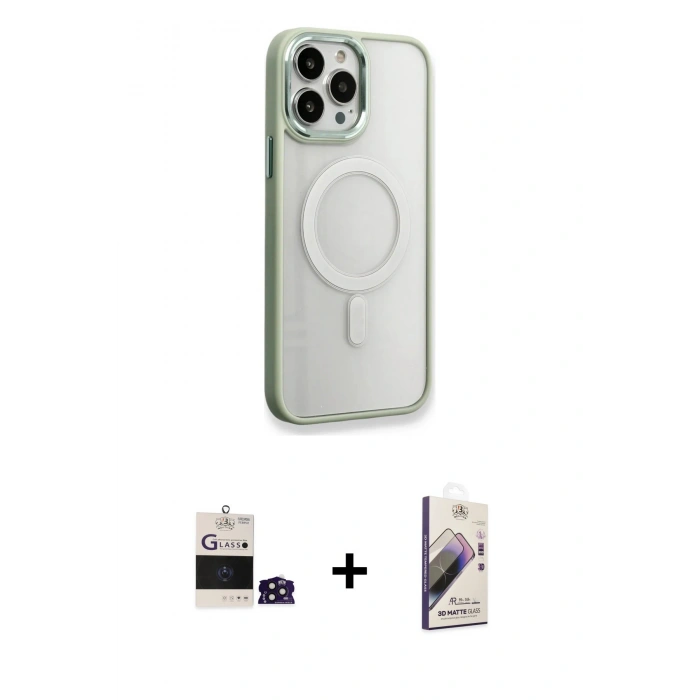 MARSİLYAN™- iPhone 14 Pro Max Kılıf Yankı Işık Özel Seri - Siyah Bilvis 3D Mat Cam Ekran Koruyucu + Bilvis Titan Kamera Lens - DNMR