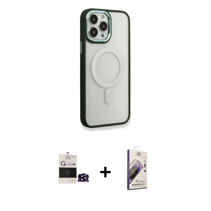 MARSİLYAN™- iPhone 14 Pro Max Kılıf Yankı Işık Özel Seri - Siyah Bilvis 3D Mat Cam Ekran Koruyucu + Bilvis Titan Kamera Lens - SH