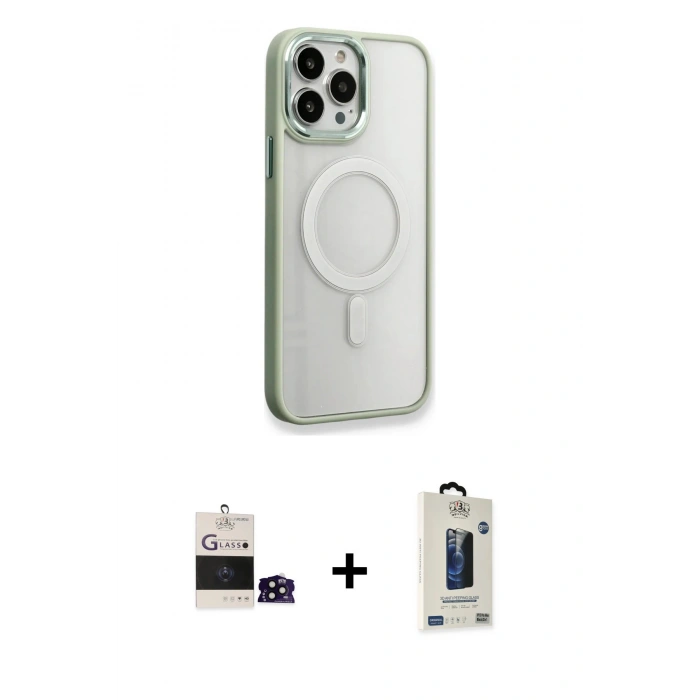 MARSİLYAN™- iPhone 14 Pro Max Kılıf Yankı Işık Özel Seri - Siyah Bilvis Hayalet Cam Ekran Koruyucu + Bilvis Titan Kamera Lens - SH