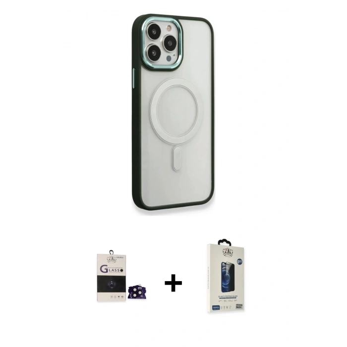 MARSİLYAN™- iPhone 14 Pro Max Kılıf Yankı Işık Özel Seri - Siyah Bilvis Hayalet Cam Ekran Koruyucu + Bilvis Titan Kamera Lens - SH