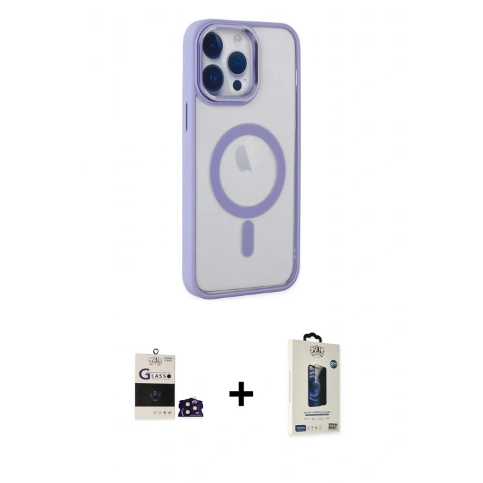 MARSİLYAN™- iPhone 14 Pro Max Kılıf Yankı Işık Özel Seri - Siyah Bilvis Hayalet Cam Ekran Koruyucu + Bilvis Titan Kamera Lens - DNMR