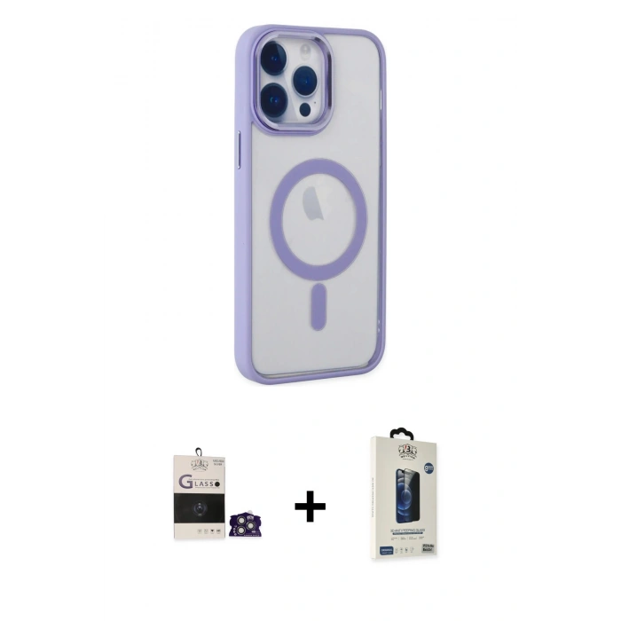 MARSİLYAN™- iPhone 14 Pro Max Kılıf Yankı Işık Özel Seri - Siyah Bilvis Hayalet Cam Ekran Koruyucu + Bilvis Titan Kamera Lens - GS