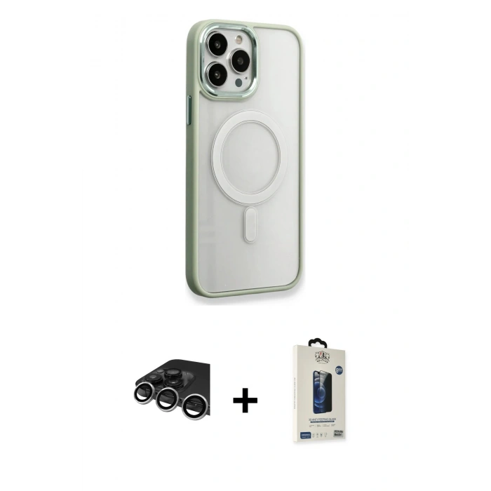 MARSİLYAN™- iPhone 14 Pro Max Kılıf Yankı Işık Özel Seri - Siyah Bilvis Hayalet Cam Ekran Koruyucu + Raze Metal Kamera Lens - GS