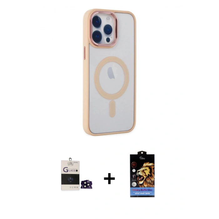 MARSİLYAN™- iPhone 14 Pro Max Kılıf Yankı Işık Özel Seri - Siyah Buffer Hayalet Cam Ekran Koruyucu + Bilvis Titan Kamera Lens - SH