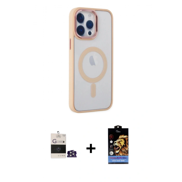 MARSİLYAN™- iPhone 14 Pro Max Kılıf Yankı Işık Özel Seri - Siyah Buffer Hayalet Cam Ekran Koruyucu + Bilvis Titan Kamera Lens - GS