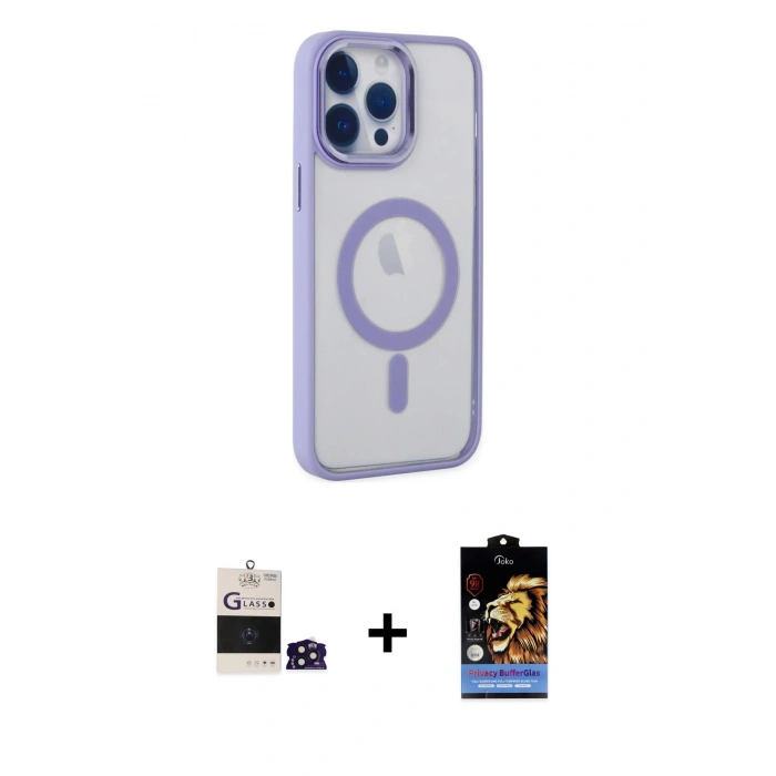 MARSİLYAN™- iPhone 14 Pro Max Kılıf Yankı Işık Özel Seri - Siyah Buffer Hayalet Cam Ekran Koruyucu + Bilvis Titan Kamera Lens - DNMR