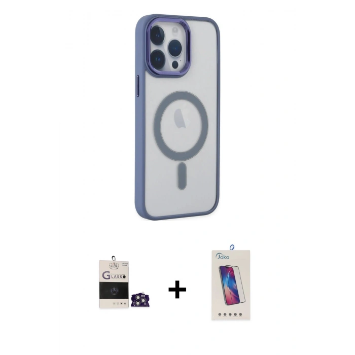 MARSİLYAN™- iPhone 14 Pro Max Kılıf Yankı Işık Özel Seri - Siyah Joko 5D Cam + Bilvis Titan Kamera Lens - GS